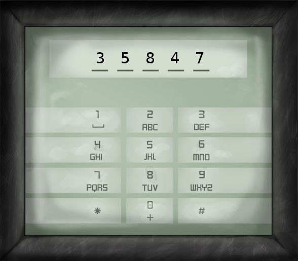 Die Eingabe von 3-5-8-4-7 (e-l-v-i-s) wird durch Sternchen ersetzt (A New Beginning Screenshot)