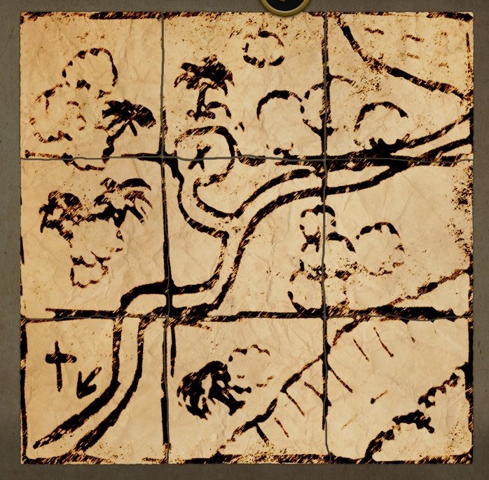 Zusammengesetzte Karte mit Weg zur Höhle der Asanbosam (Geheimakte Sam Peters Screenshot)