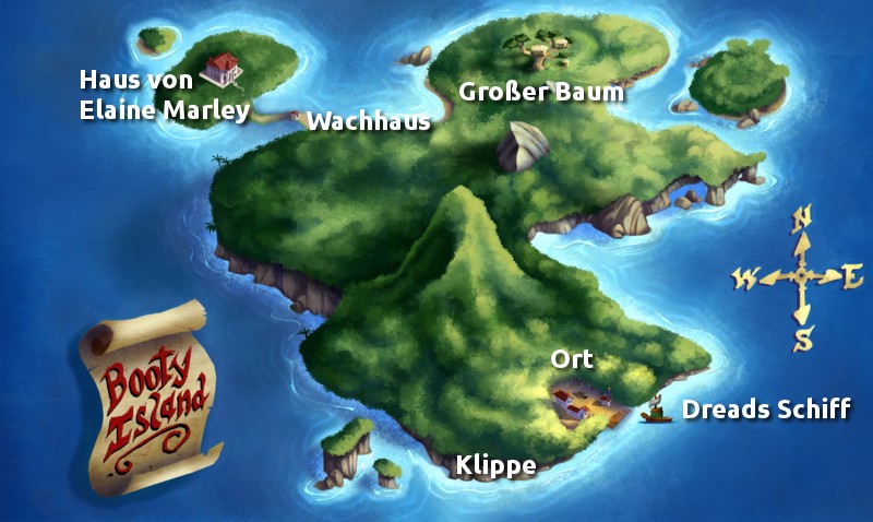 Karte von Booty Island (Monkey Island 2 Screenshot)