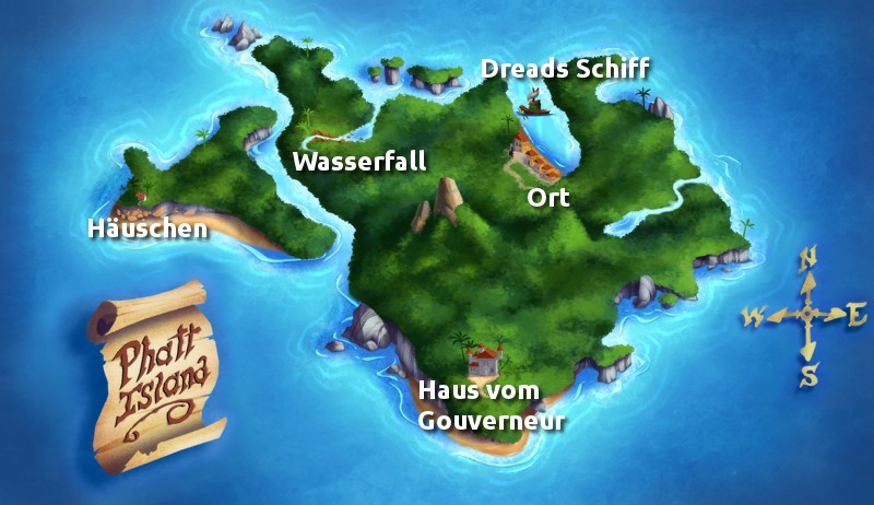 Karte von Phatt Island (Monkey Island 2 Screenshot)
