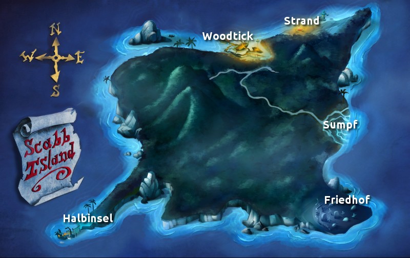 Karte von Scabb Island (Monkey Island 2 Screenshot)
